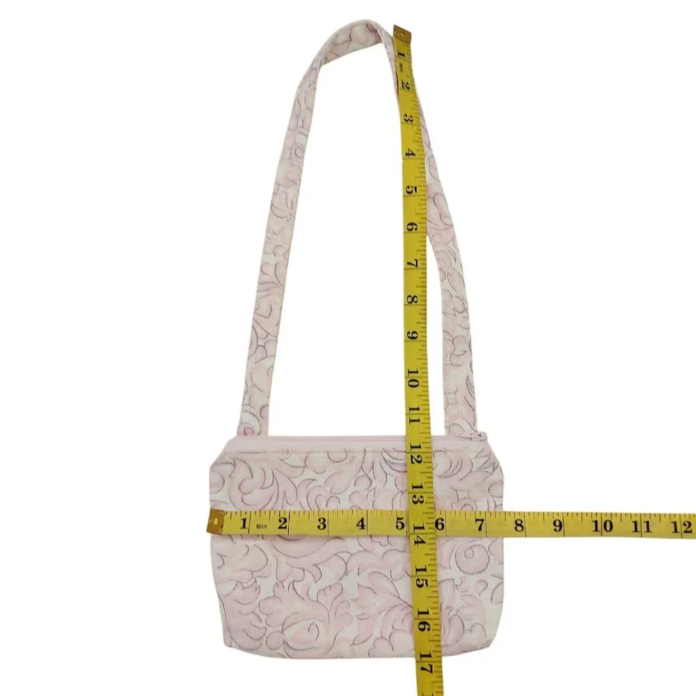 Crossbody Bag Small Messenger Bag Fabric Floral Print Lined With Zipper Handmade